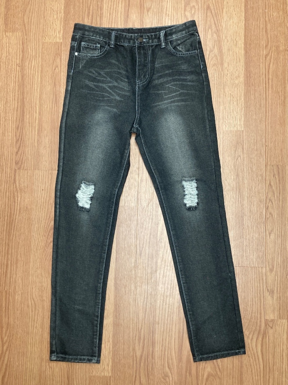 Black Distressed Acid Wash Ripped Skinny Jeans Size 16Y Boys Youth NWOT